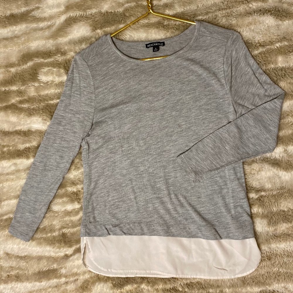 J. Crew Mercantile Gray Long Sleeve Shirt/Blouse